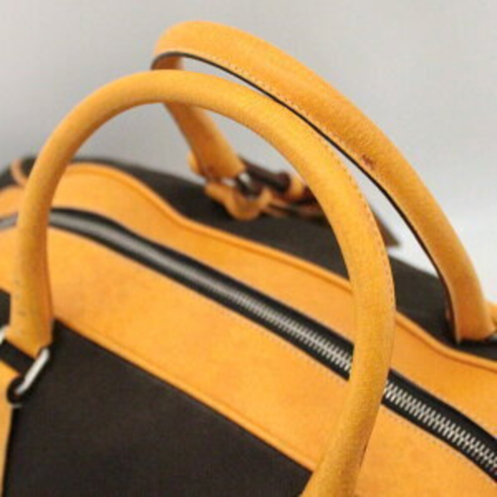 Prada vintage brown canvas yellow leather trim duffle travel - Picture 4 of 6